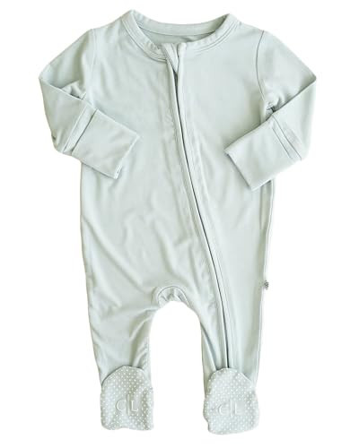 Caden Lane Zippered Baby Footie Pajamas, Soft Onesie Bodysuit with Feet & Double Zipper for Easy Diaper Change, Infant, and Toddler Footed One-Piece Jumpsuit, Lily Pad Green, Newborn | Amazon (US)