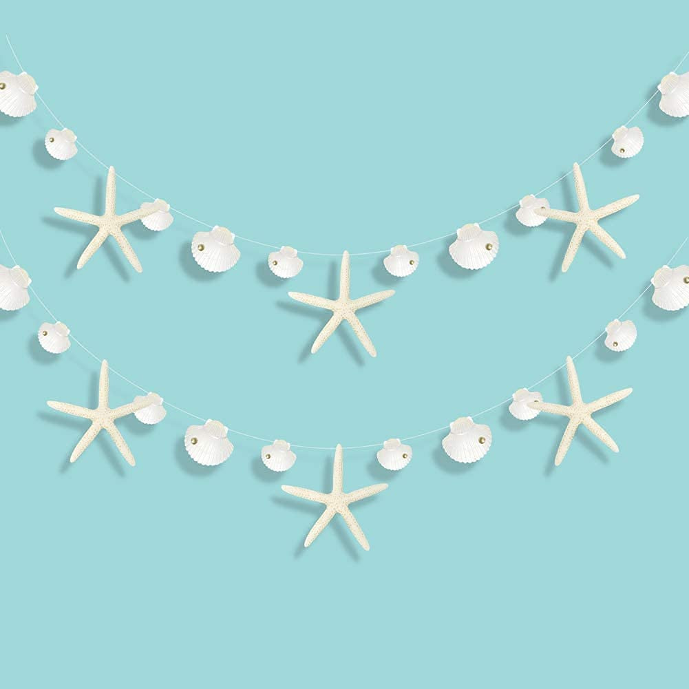 Decor365 White Finger Starfish Sea Shell Garland Ocean Coastal Nautical Party Decoration Starfish... | Amazon (US)