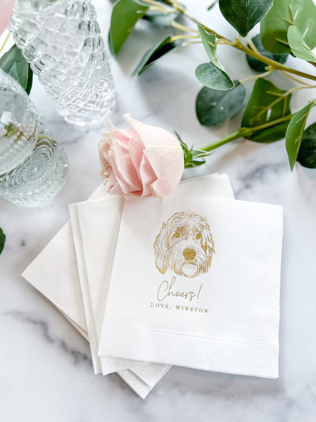 Custom Illustrated Dog Wedding Napkins Bridal Shower - Etsy | Etsy (US)