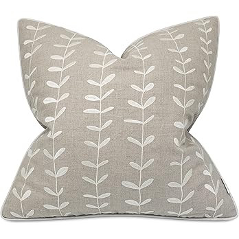 Amazon.com: VAGMINE Embroidered Linen Square Decorative Accent Throw Pillow Cover - for Master Bedro | Amazon (US)