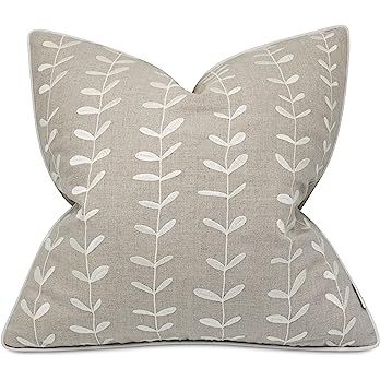 Amazon.com: VAGMINE Embroidered Linen Square Decorative Accent Throw Pillow Cover - for Master Bedro | Amazon (US)
