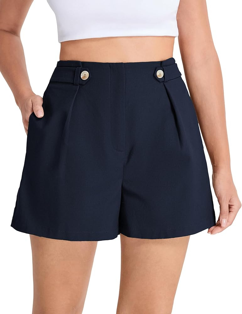 Belle Poque Linen Shorts for Women 2025 Summer Trendy Shorts Elastic High Waisted Dressy Casual S... | Amazon (US)