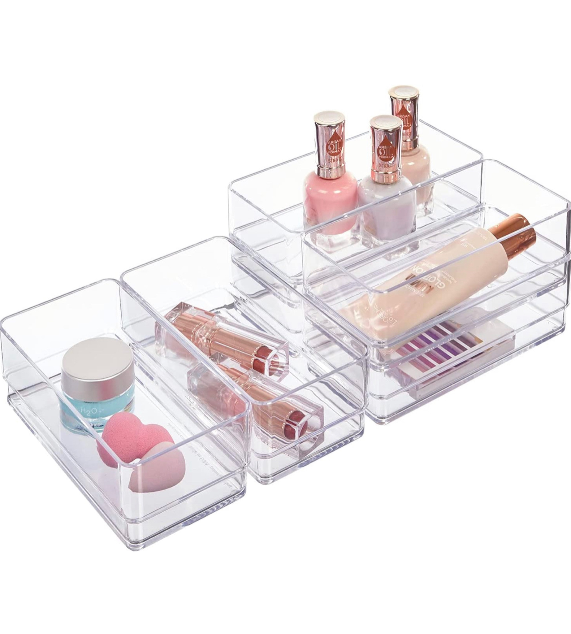 I use these in my bathroom drawers for organization and they work perfectly!

STORi SimpleSort 6-Piece Stackable Clear Drawer Organizer Set | 6" x 3" x 2" Rectangle Trays | Small Makeup Vanity Storage Bins and Office Desk Drawer Dividers | Made in USA

#LTKunder50 #LTKhome #LTKfamily