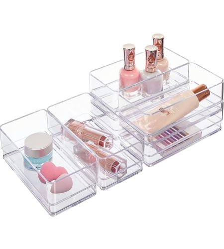 I use these in my bathroom drawers for organization and they work perfectly!

STORi SimpleSort 6-Piece Stackable Clear Drawer Organizer Set | 6" x 3" x 2" Rectangle Trays | Small Makeup Vanity Storage Bins and Office Desk Drawer Dividers | Made in USA

#LTKunder50 #LTKhome #LTKfamily