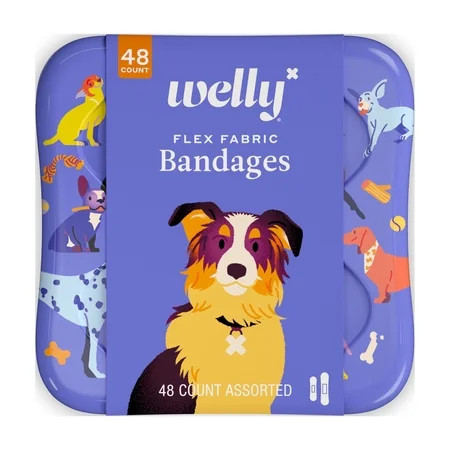 Welly Flex Fabric Adhesive Bandages, Assorted Dogs Patterns, 48 Count | Walmart (US)