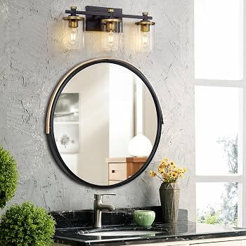 3 Light Bathroom Vanity Light Fixtures, Modern Black and Gold Vanity Lights Over Mirror, Vintage ... | Amazon (US)
