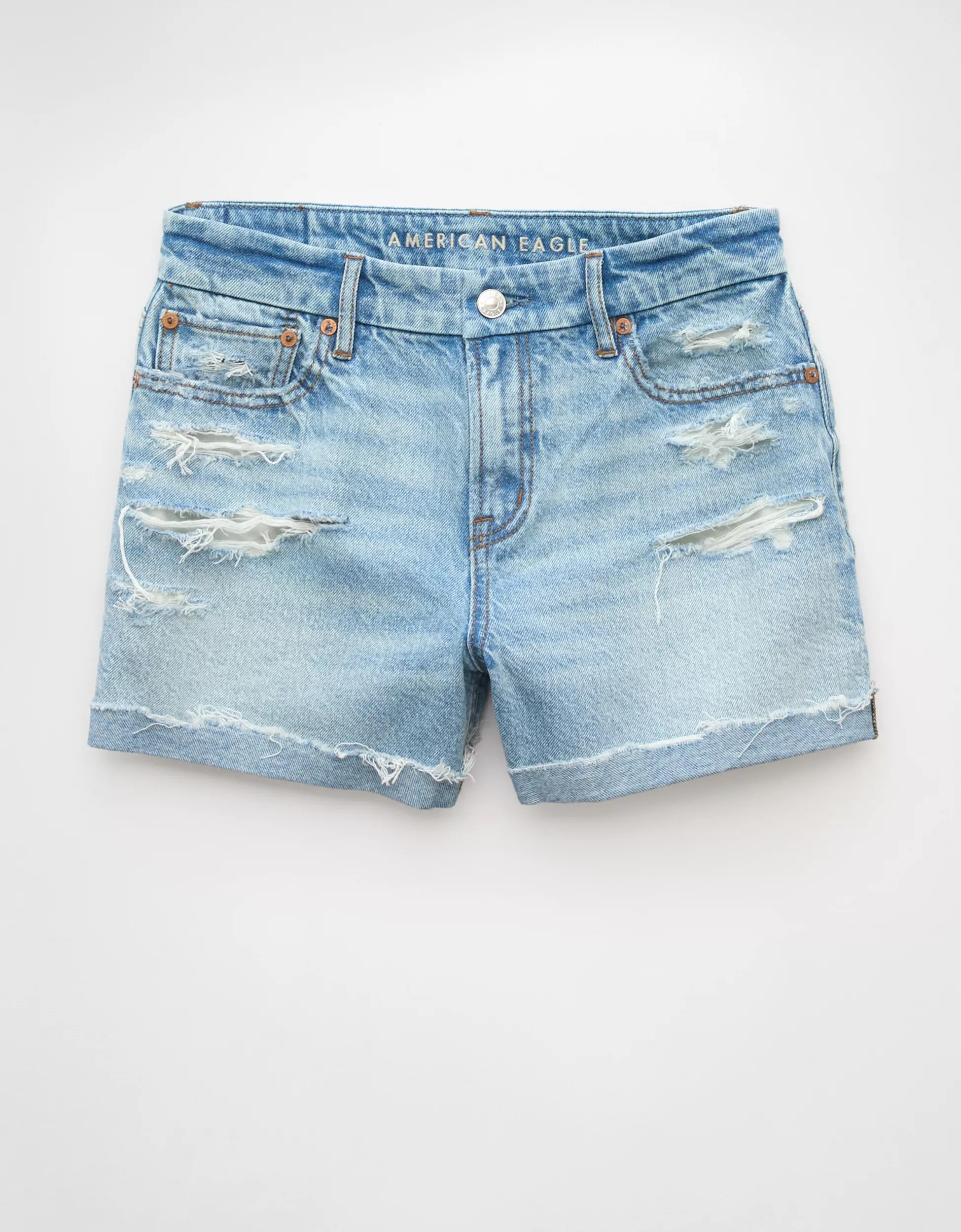 AE Strigid Curvy Ripped Super High-Waisted Relaxed Short | American Eagle Outfitters (US & CA)