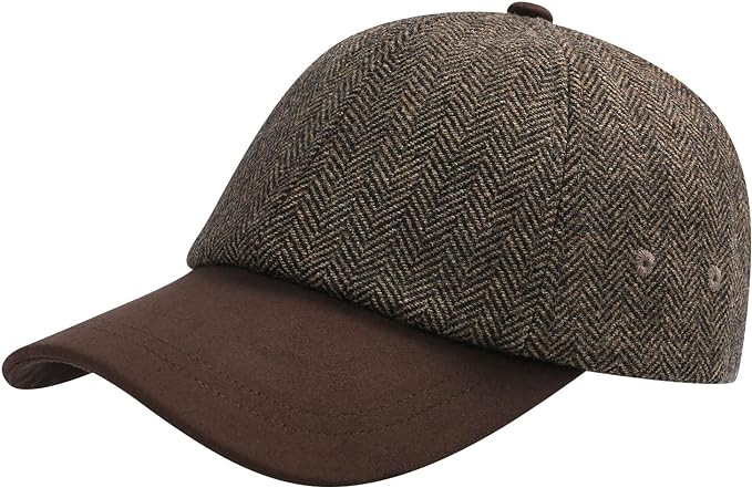 BOTVELA Wool Baseball Cap for Men Adjustable Unstructured Tweed Hat | Amazon (US)