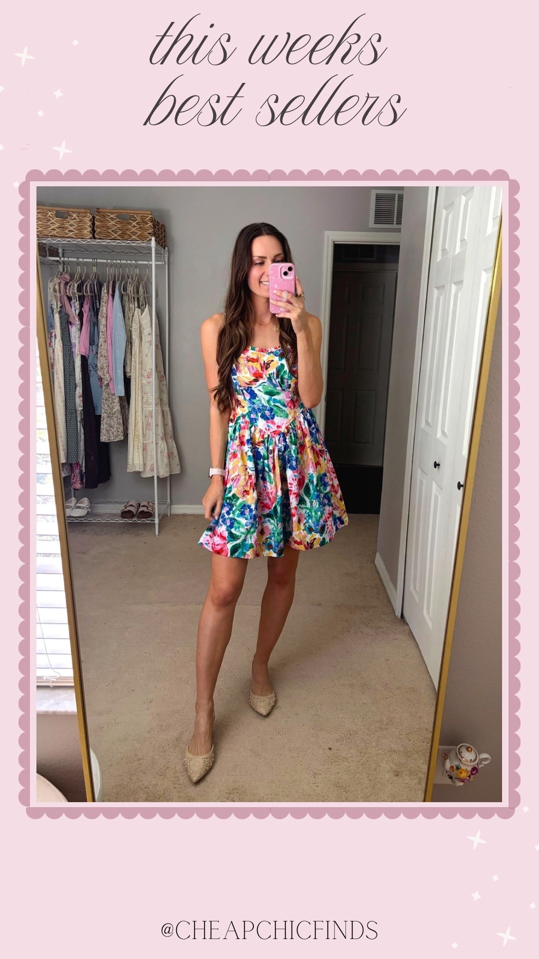 I love this colorful floral dress so much! The details on it are so cute too!
**sizing: fits tts for me, I’m wearing an xs! 
Heels: 8.5, fit tts and are really comfy! I wear these almost every Sunday! 