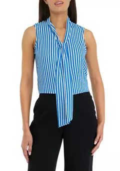 Women's Striped Tie Neck Blouse | Belk