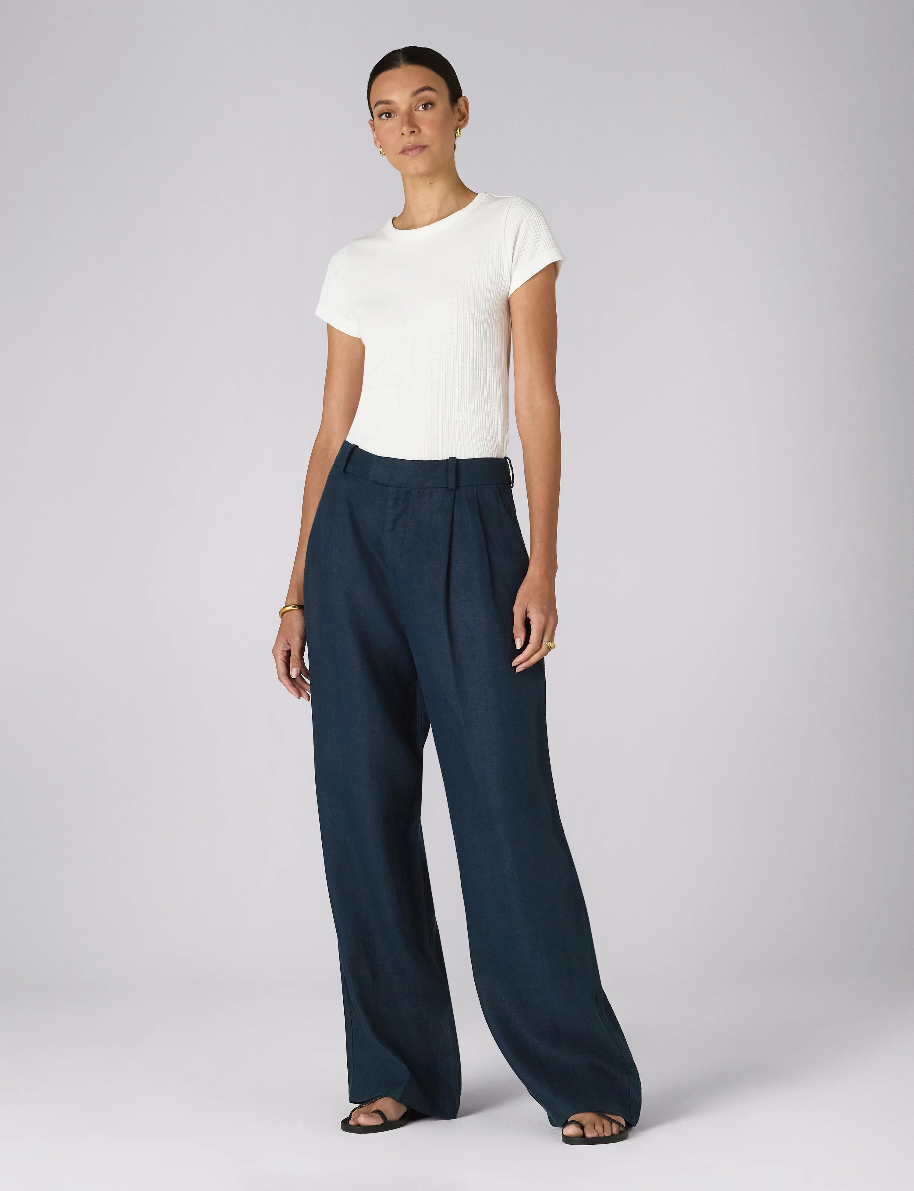 Rampling Trouser: Linen, Navy | With Nothing Underneath