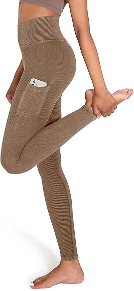 ODODOS Seamless Leggings for Women High Waisted Acid Washed Ribbed Workout Gym Yoga Pants | Amazon (US)