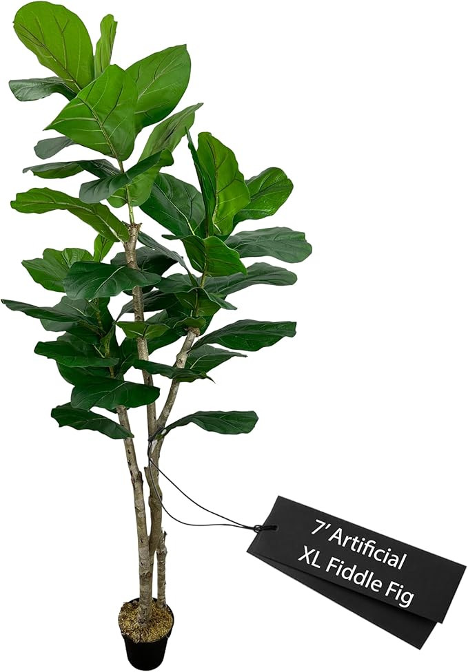 Cypress & Alabaster Handmade 7ft Oversized Fiddle Leaf Fig Ficus Lyrata Artificial Tree with Ethi... | Amazon (US)