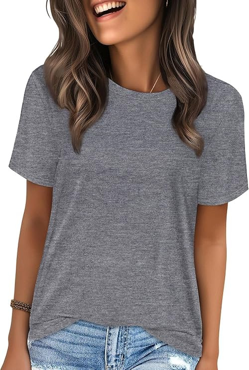 T Shirts for Women Summer Short Sleeve Crewneck Tops Graphic Basic Tees | Rosemia Soft Stretchy B... | Amazon (US)