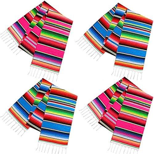 Habbi Mexican Table Runner 4Pack 14 x 110 Inches Large Mexican Theme Party Decoration for Cinco d... | Amazon (US)