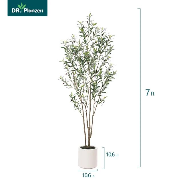 7FT Artificial Muti-Trunk Olive Tree Plants with 10.6 inches Large White Planter. 12 lb. DR.Planz... | Walmart (US)