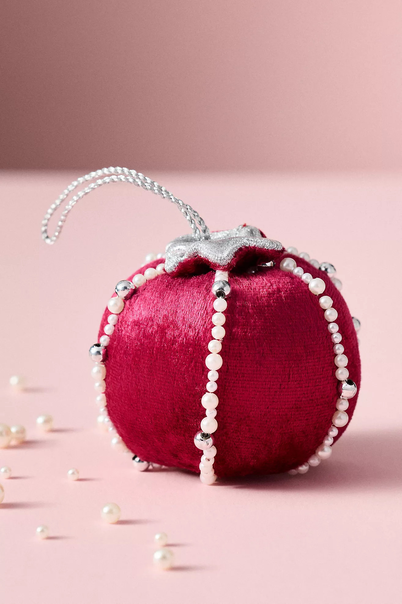 Pearled Velvet Fruit Ornament | Anthropologie (US)