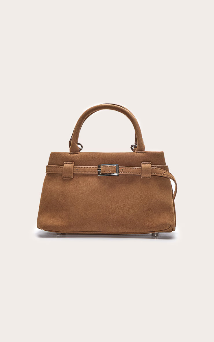 Tan Faux Suede Belt Detail Mini Cross Body Bag | PrettyLittleThing US