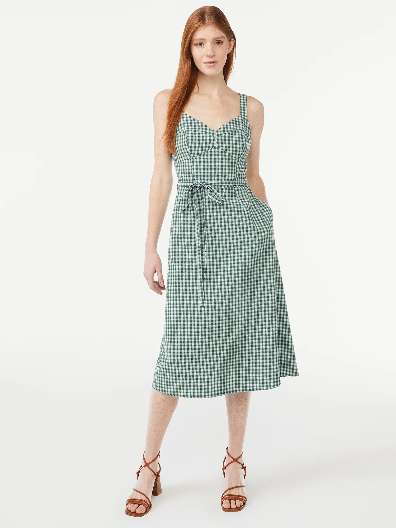 Free Assembly Women's Midi Sundress with Tie Belt | Walmart (US)