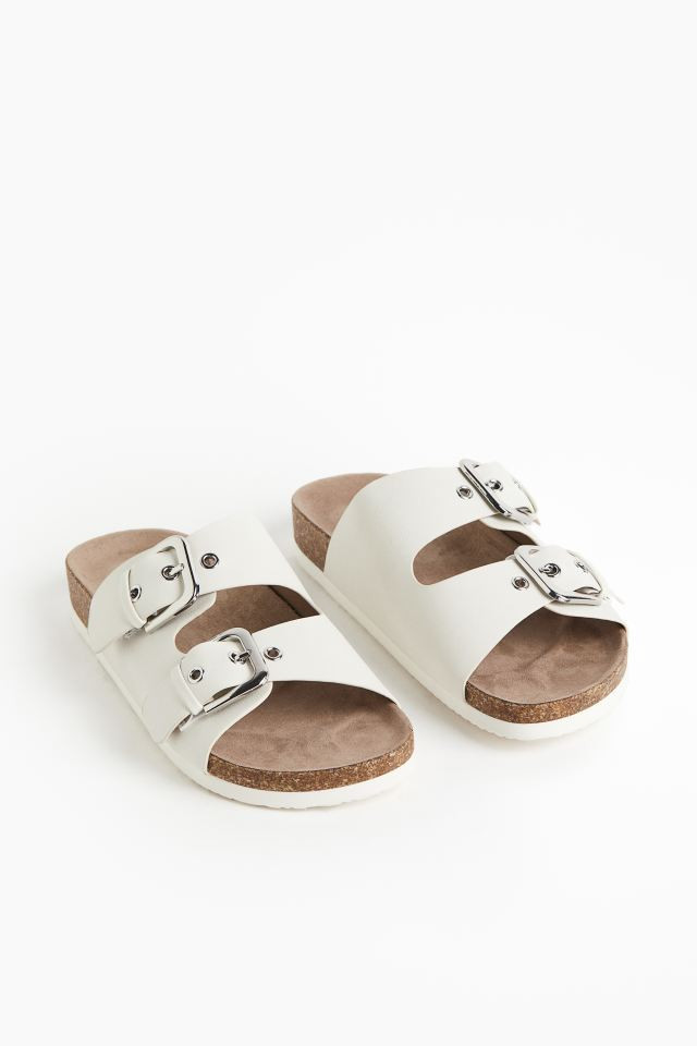 Two-strap Slides - White - Ladies | H&M US | H&M (US + CA)