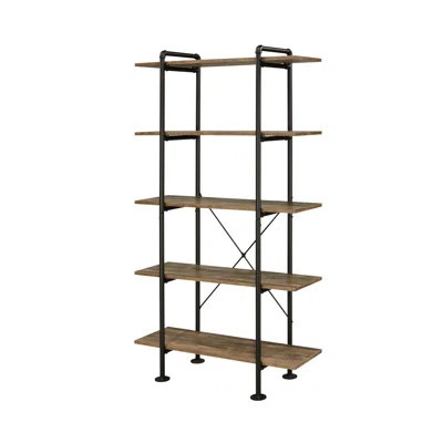 Rustic Oak & Black Finish Bookshelf | Wayfair North America