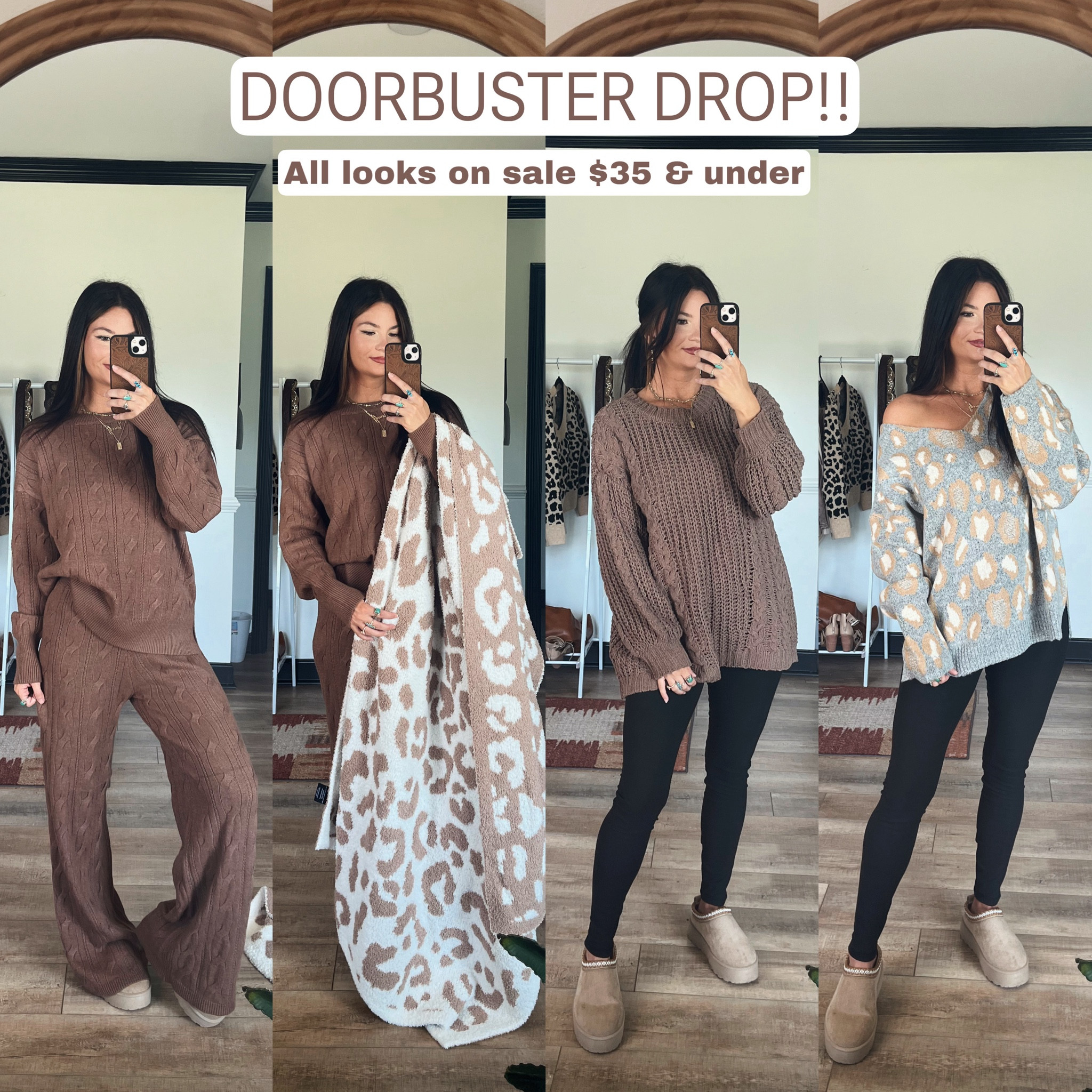 All new doorbusters just hit the site! Everything is $35 or less under this tab 😍 code LORI to save on the rest of the site! Loving all of the cozy loungewear and sweaters in this drop! Also the blanket.. 100% recommend! Would be a great gift for her 

Wearing xs in everything except leopard sweater, sized up to small!

#LTKSaleAlert #LTKHoliday #LTKCyberWeek