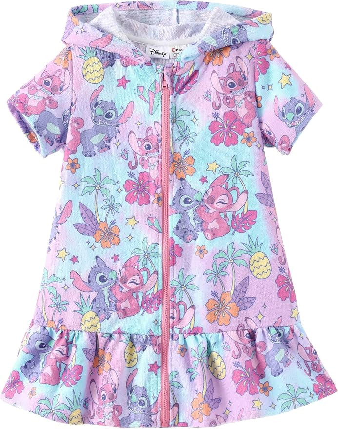 Disney Princess Frozen Stitch Marvel Minnie Girl Swim Cover Up Terry Cloth Swimsuit Coverup Zip-u... | Amazon (US)