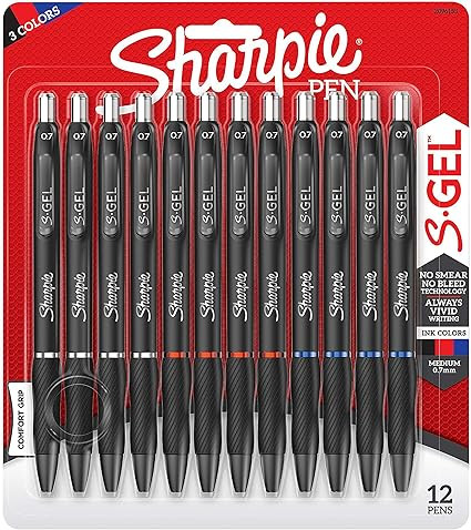 Sharpie S-Gel, Gel Pens, Medium Point (0.7mm), Assorted Colors, 12 Count | Amazon (US)