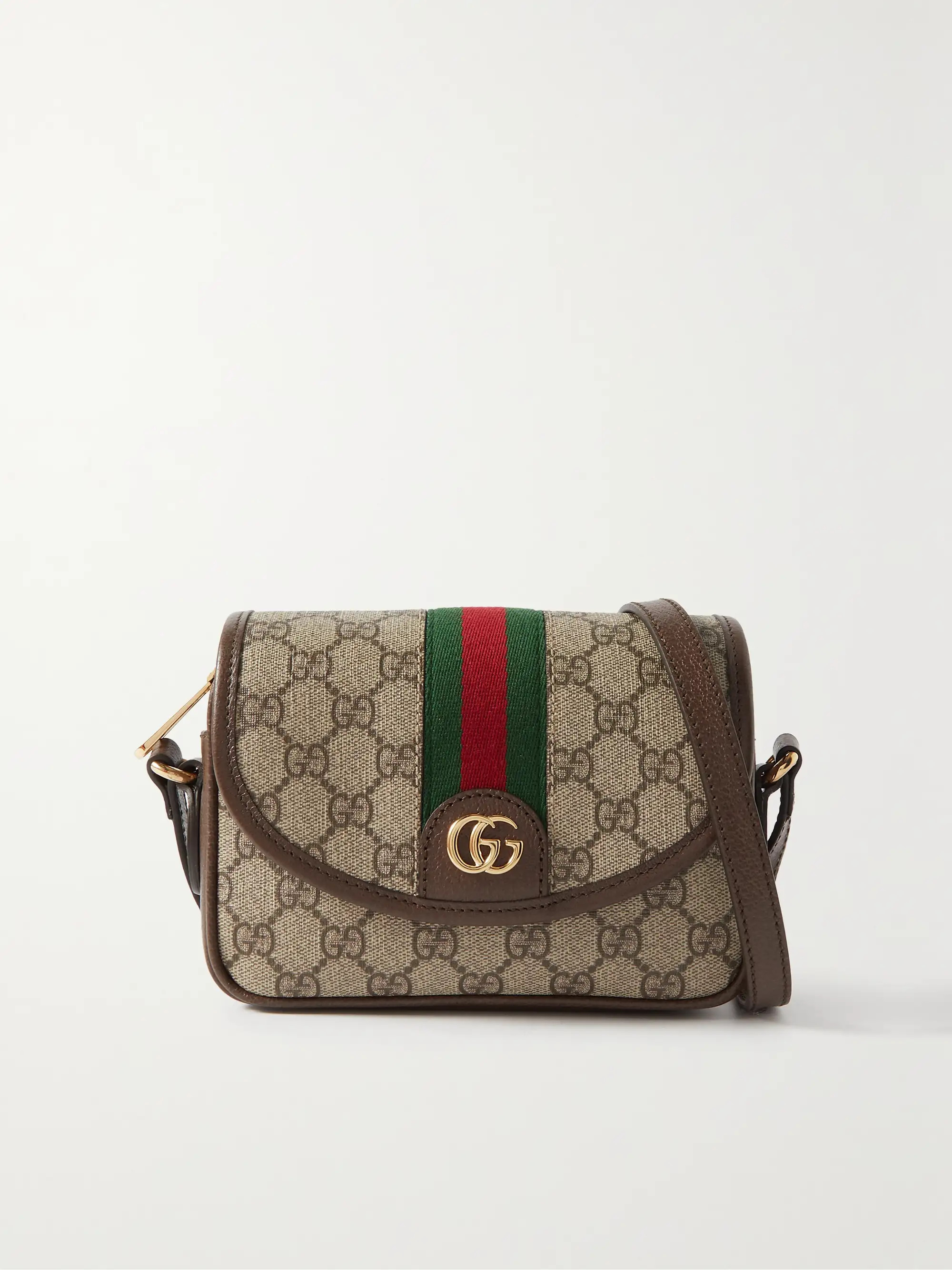 Ophidia leather-trimmed printed coated-canvas shoulder bag | NET-A-PORTER (US)