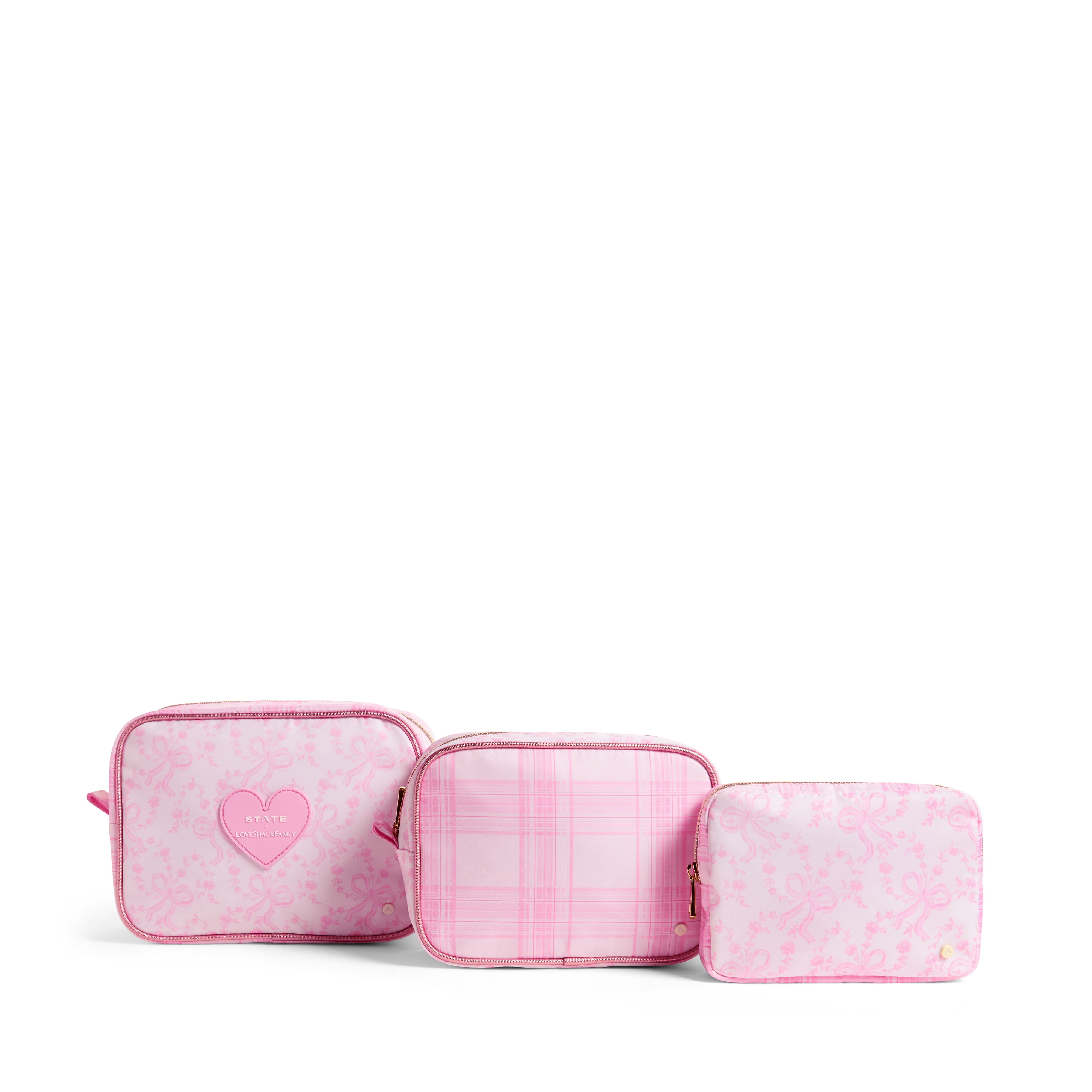 STATE Bags | STATE x LoveShackFancy Travel Pouch Set Nylon Pink Vanilla | STATE Bags