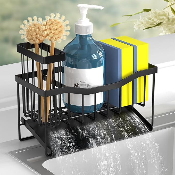 Maifan Sink Caddy Sponge Holder for Kitchen Sink with Brush Holder and Stainless Steel Self Drain... | Amazon (US)