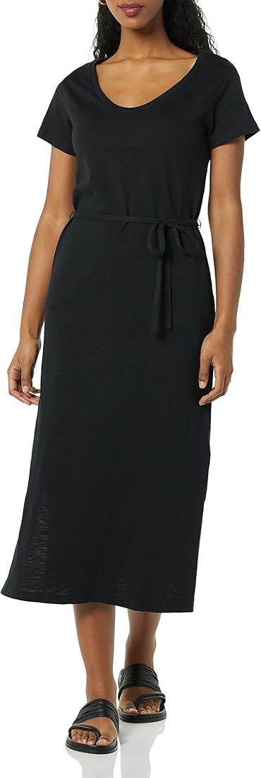 Amazon Essentials Women's Short Sleeve Belted Midi T-Shirt Dress | Amazon (US)