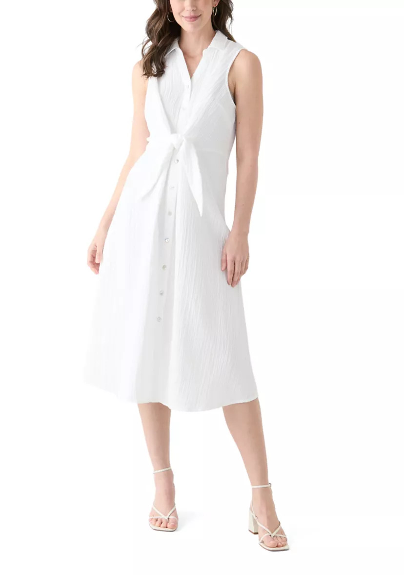 Women's Sleeveless Tie Front Gauze Midi Dress | Belk