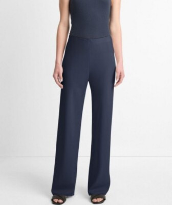 Women's VINCE Navy High Waist Straight Leg Bias Pants Size XL | eBay US