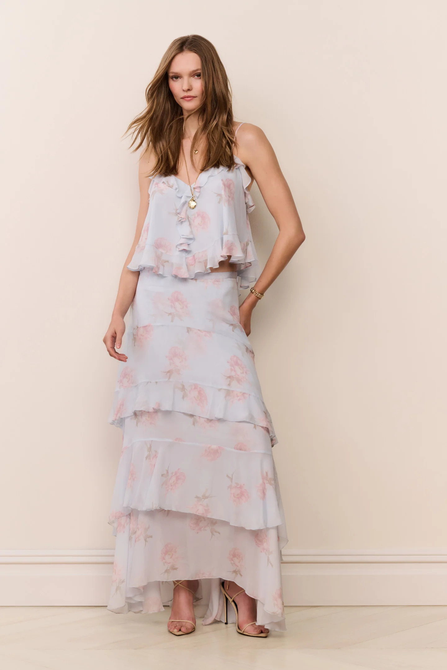 Soleia Floral Chiffon Maxi Skirt | LoveShackFancy