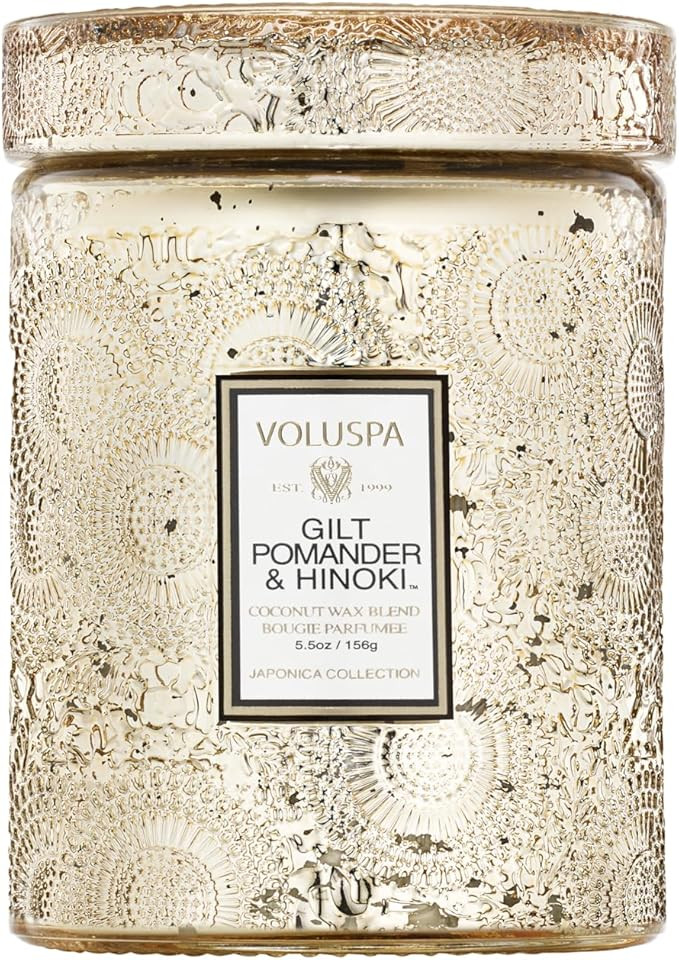 Voluspa Gilt Pomander Hinoki, Small Candle Jar, 5.5 Ounces, 50 Hour Burn Time, Coconut Wax for Cl... | Amazon (US)