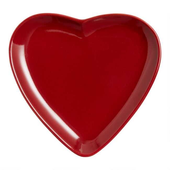Red Heart Shaped Reactive Glaze Appetizer Plate | World Market