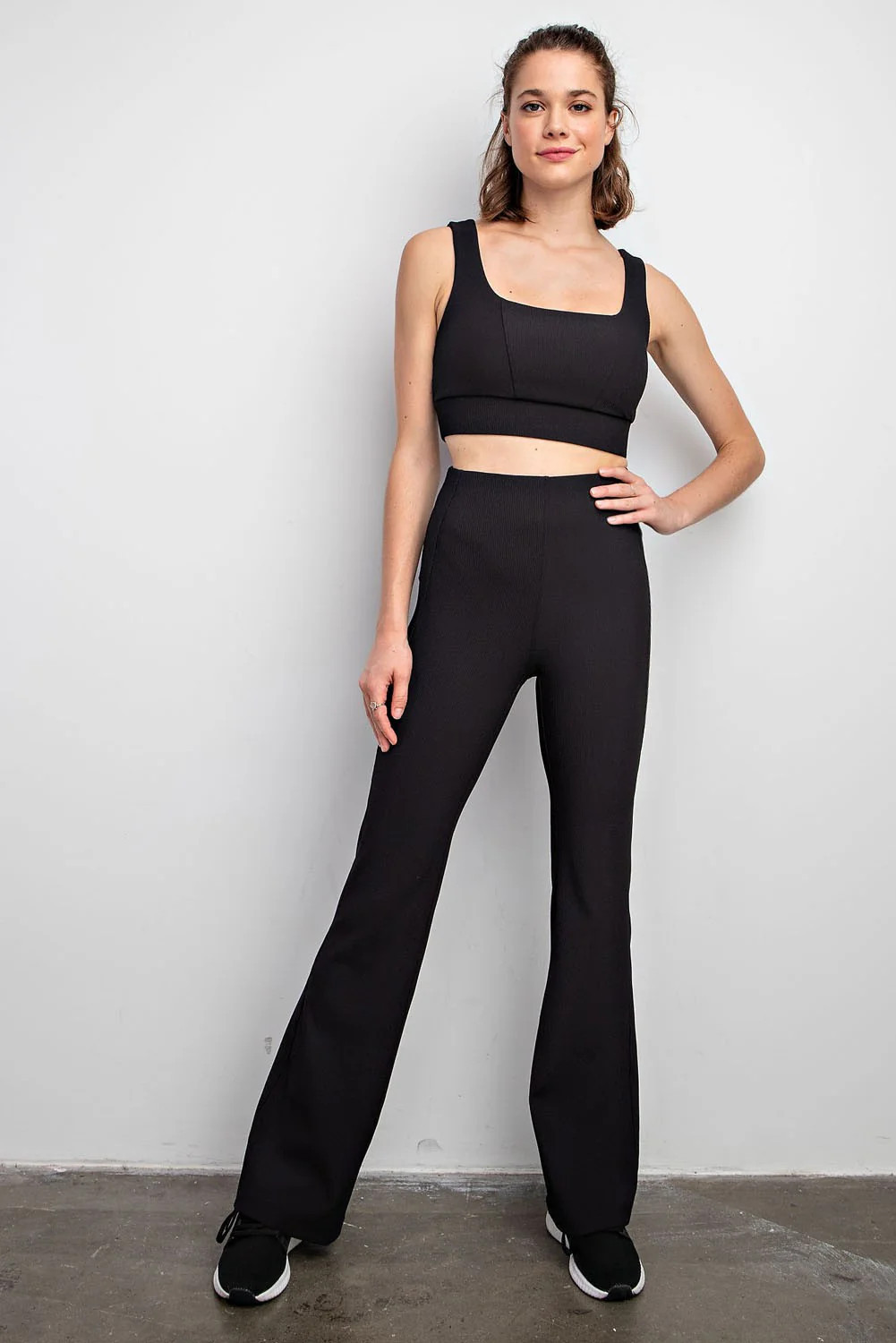 Cream Ribbed Flared Leggings | PinkBlush Maternity