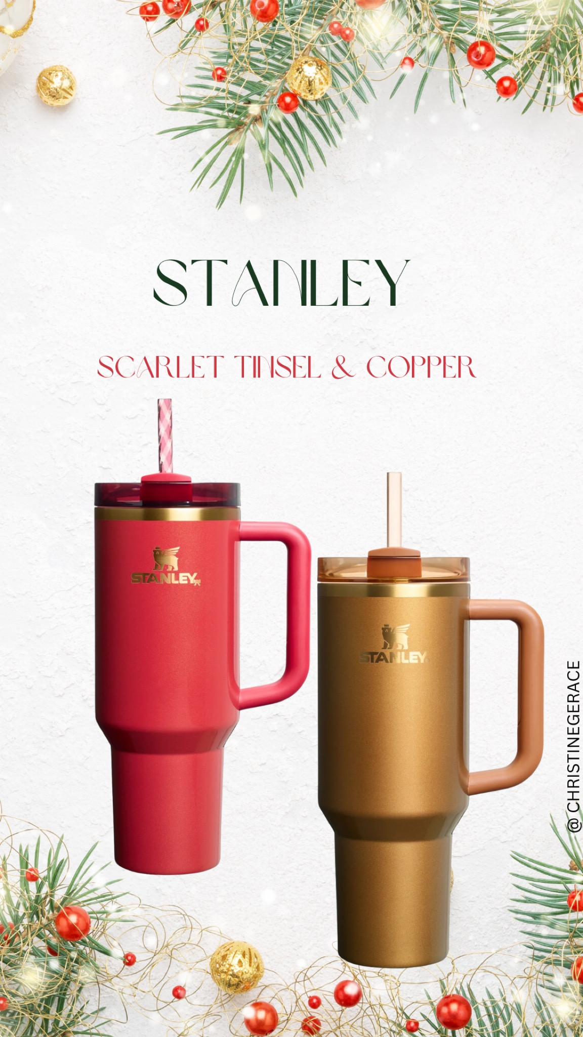 Stanley’s new release scarlet tinsel & copper ! Great gift idea !! 

Stanley, gift idea, Christine gerace 

#LTKCyberWeek #LTKGiftGuide #LTKHoliday
