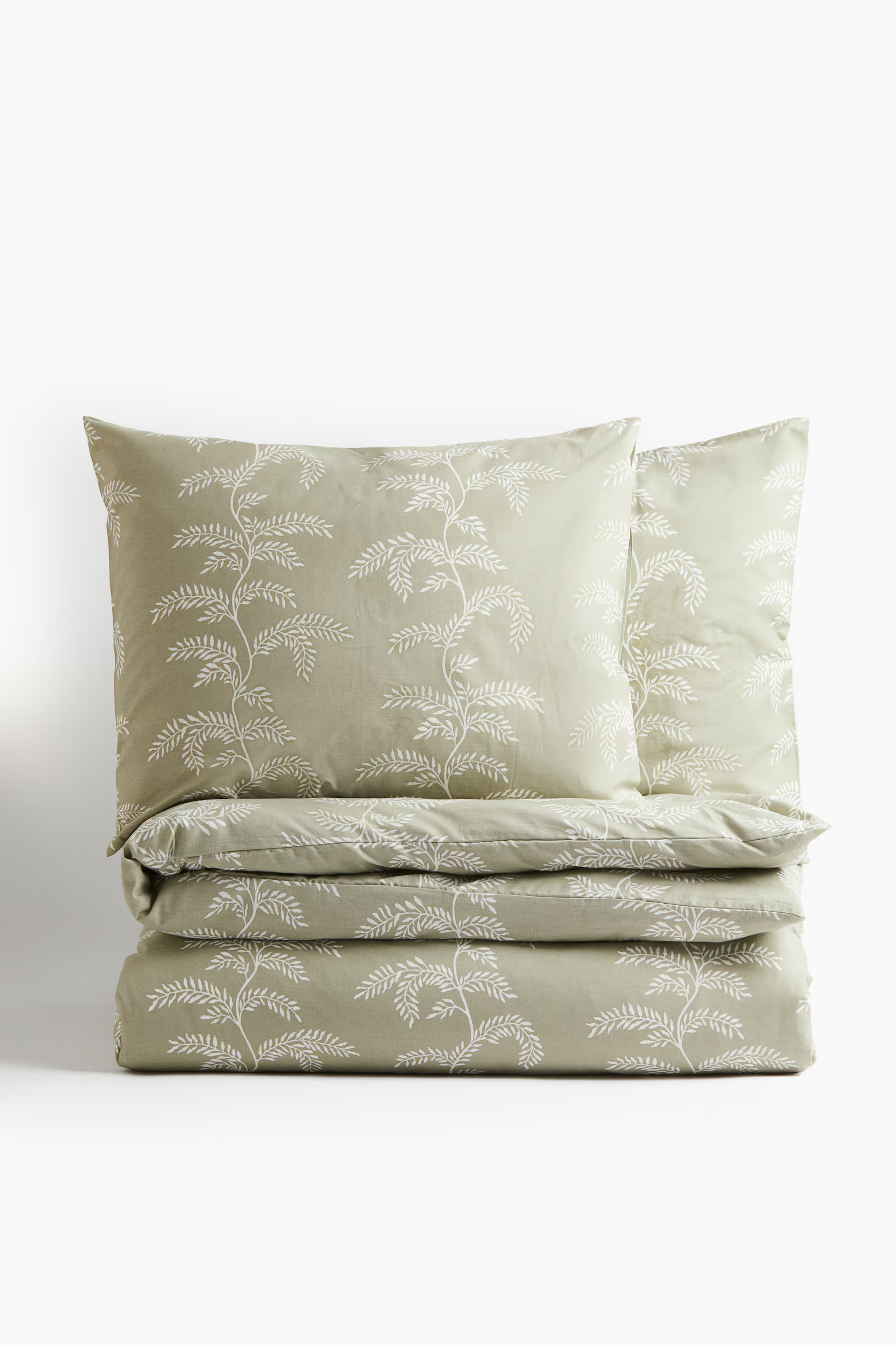 Patterned King/Queen Duvet Cover Set - Khaki green/patterned - Home All | H&M US | H&M (US + CA)