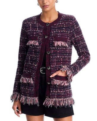 L'AGENCE Kastoria Fringe Trim Cardigan Sweater | Bloomingdale's Women | Bloomingdale's (AU)