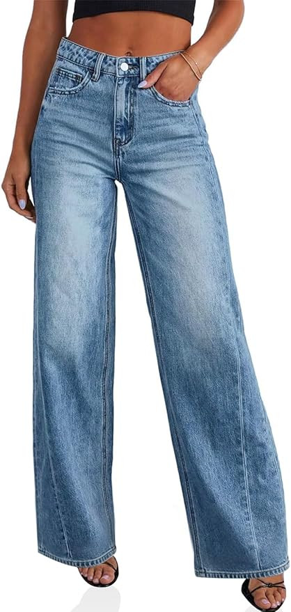 Cicy Bell Womens Wide Leg Jeans High Waisted Boyfriends Baggy Stretchy Denim Pants with Pockets | Amazon (US)