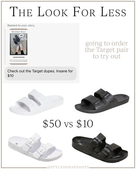 Save vs splurge sandals // $50 at shopbop vs $10 at target 

summer sandals, beach, pool 

#LTKshoecrush #LTKunder50 #LTKFind
