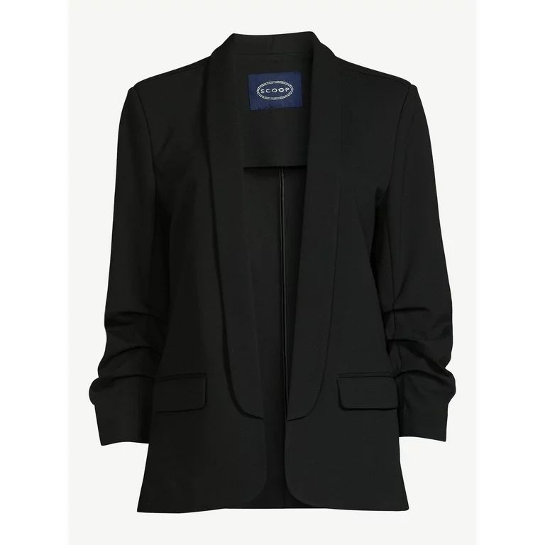 Scoop Women's Scrunch Sleeve Ponte Blazer with Shawl Collar, Sizes XS-XXL | Walmart (US)