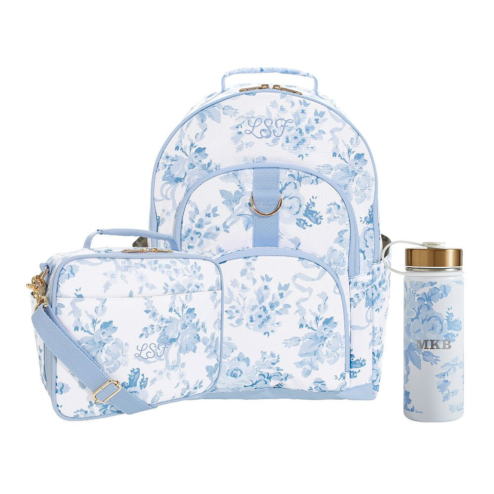 LoveShackFancy Blue Damask Backpack and Cold Pack Lunch Box Bundle, Set of 3 | Pottery Barn Teen