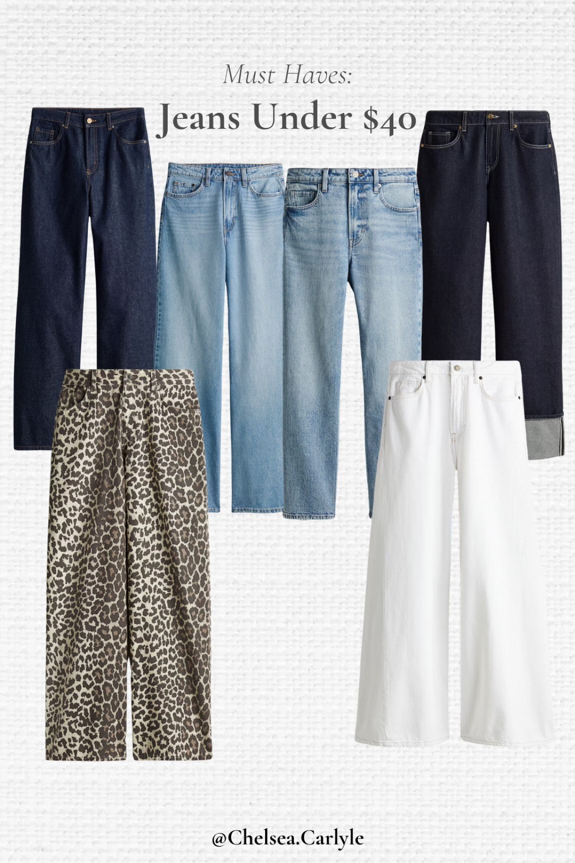 My favorite place for affordable Jean styles - both trendy and staples. These jean styles are affordable under $40 denim.

| trendy jeans | bootcut jeans | straight leg | leopard jeans | black jeans | white jeans | staple jeans | affordable jeans | jeans under $50 | affordable outfits |



#LTKStyleTip #LTKSaleAlert #LTKFindsUnder50