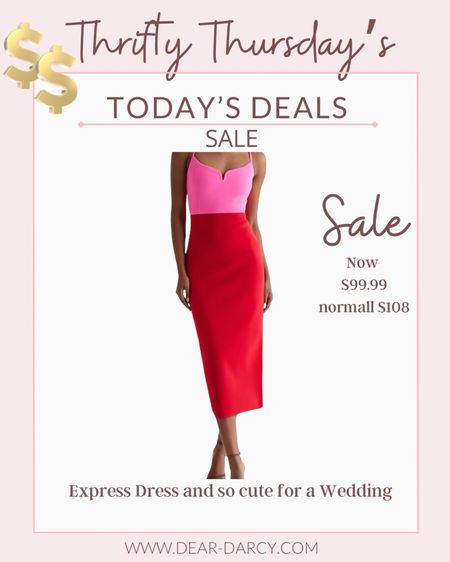 Thrifty Thursday 
Pink and red dress by Express 
On sale
Now $99 normally $108

So cute for Weddings, Bruch, bridal showers etc

#LTKwedding #LTKsalealert #LTKfindsunder100