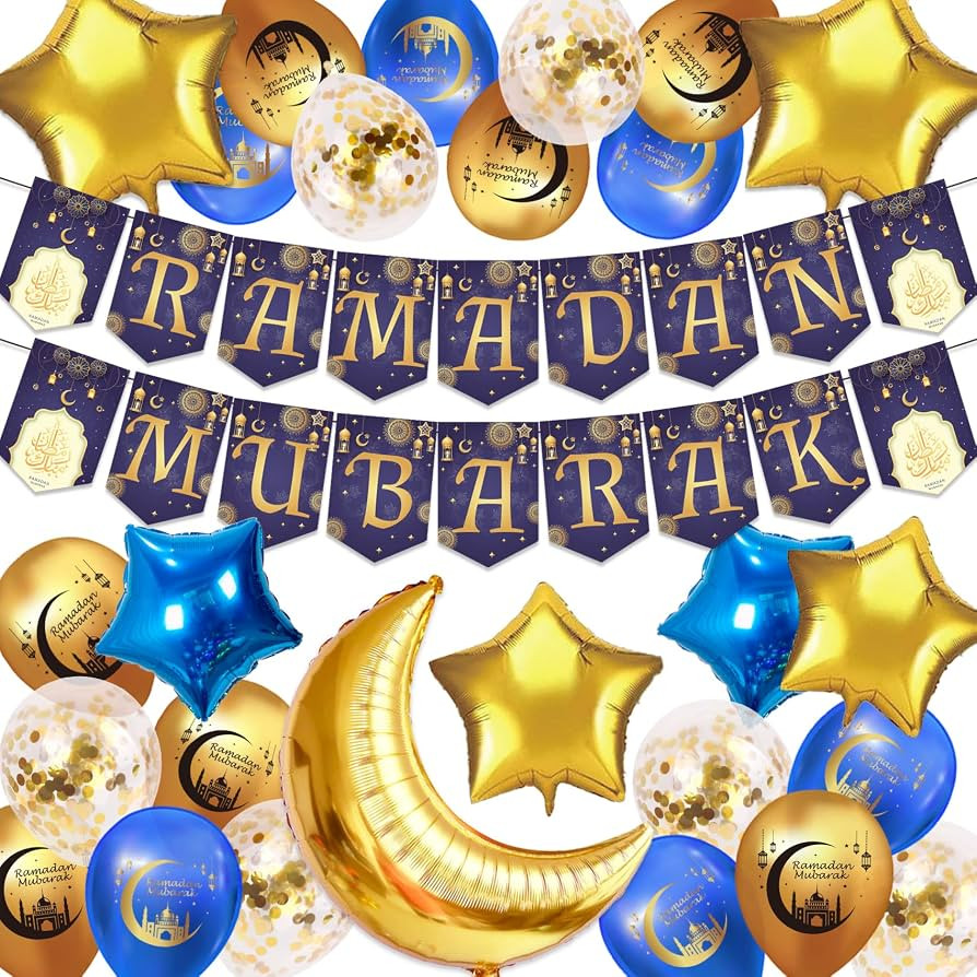 Ramadan Decorations for home Include Ramadan Balloons Ramadan Mubarak Banner for Ramadan Kareem D... | Amazon (UK)