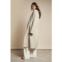 boohoo Women's Premium Longline Wool Look Coat in Stone | Size: 4 | Woven | boohoo (US & Canada)