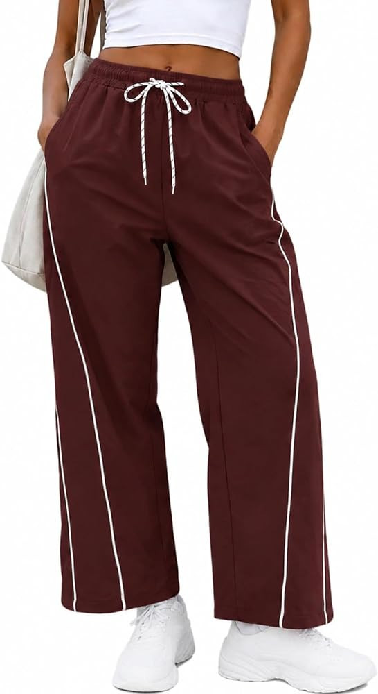 Rapbin Womens Baggy Wide Leg Pants 2026 Elastic Waisted Drawstring Hiking Workout Cropped Track P... | Amazon (US)